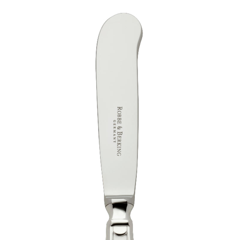 Butter knife Art Deco silver-plated close-up on its rounded blade