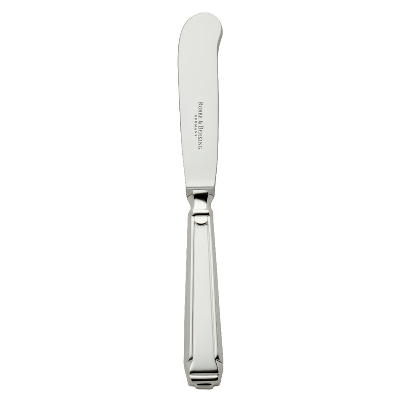 Butter knife Art Deco silver-plated with structured handle and rounded blade