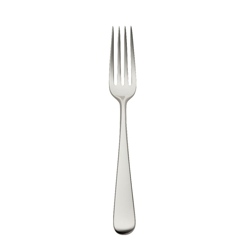 Dante silver-plated menu fork with balanced lines and thin prongs.