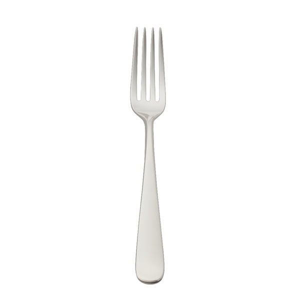 Dante silver-plated dessert fork with balanced lines and thin prongs