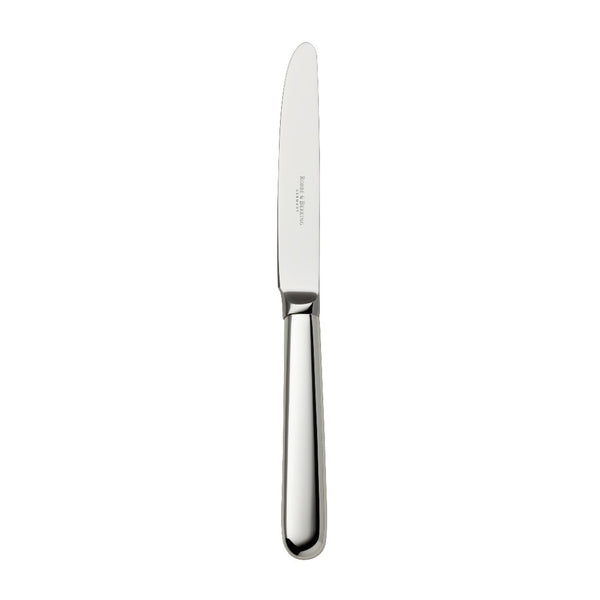 Dante silver-plated dessert knife with balanced lines and tapered blade