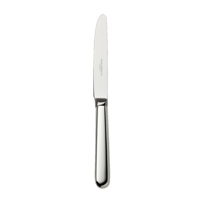 Dante silver-plated dessert knife with balanced lines and tapered blade