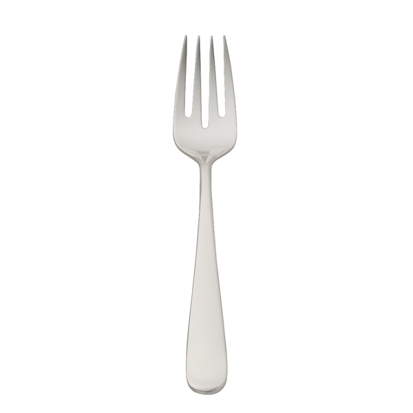 Dante silver-plated fish fork with balanced lines and four prongs