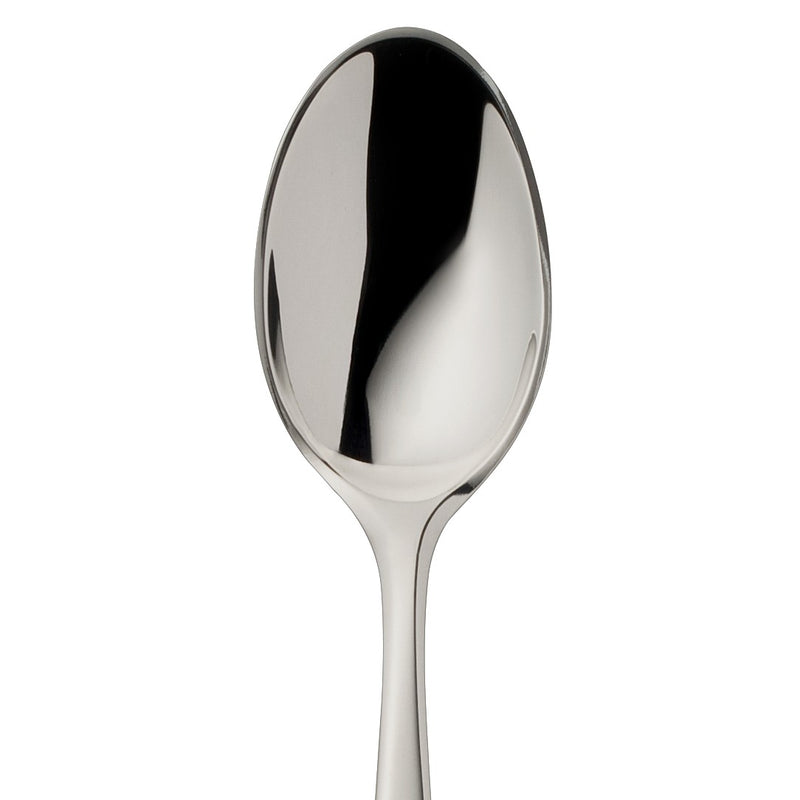 Dante silver-plated mocha spoon close-up on its rounded bowl