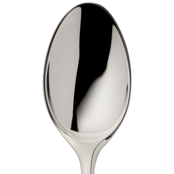 Dante silver-plated ice cream spoon with balanced close-up on its rounded bowl
