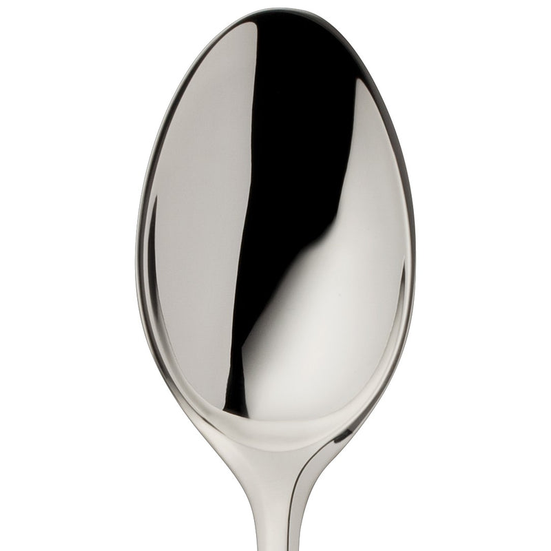 Dante silver-plated ice cream spoon with balanced close-up on its rounded bowl