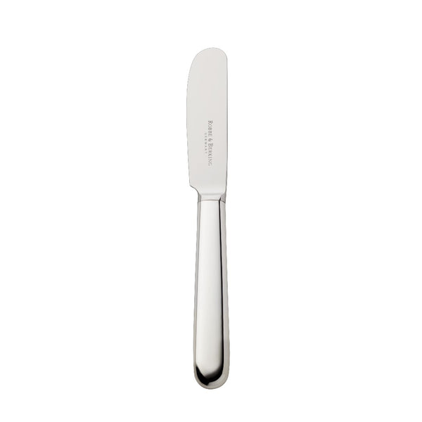 Dante silver-plated butter spreader with balanced lines and rounded blade