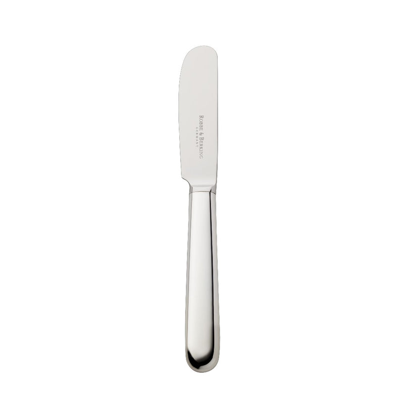 Dante silver-plated butter spreader with balanced lines and rounded blade