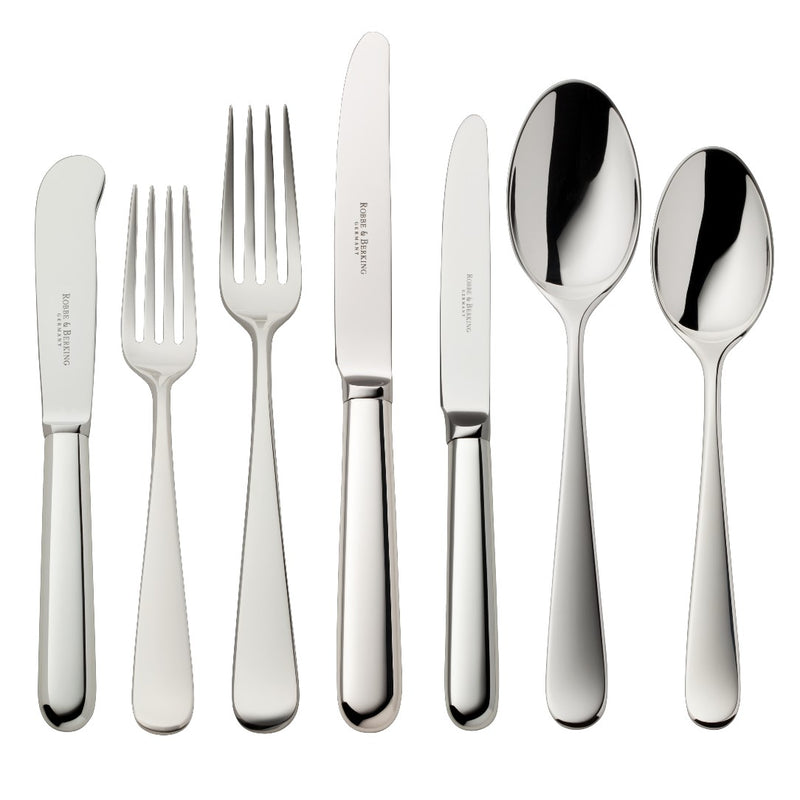 Dante silver-plated 84-piece cutlery set with clear balanced lines