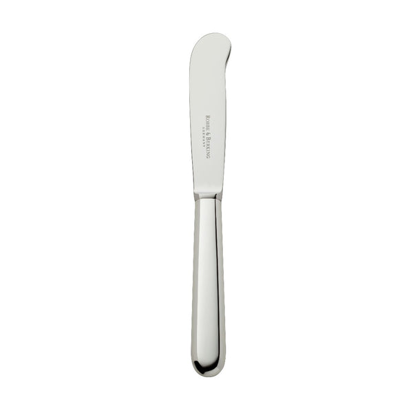 Dante silver-plated butter knife with balanced lines and rounded blade