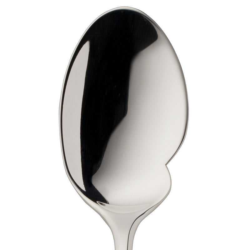 Dante silver-plated gourmet spoon close-up on its notched bowl