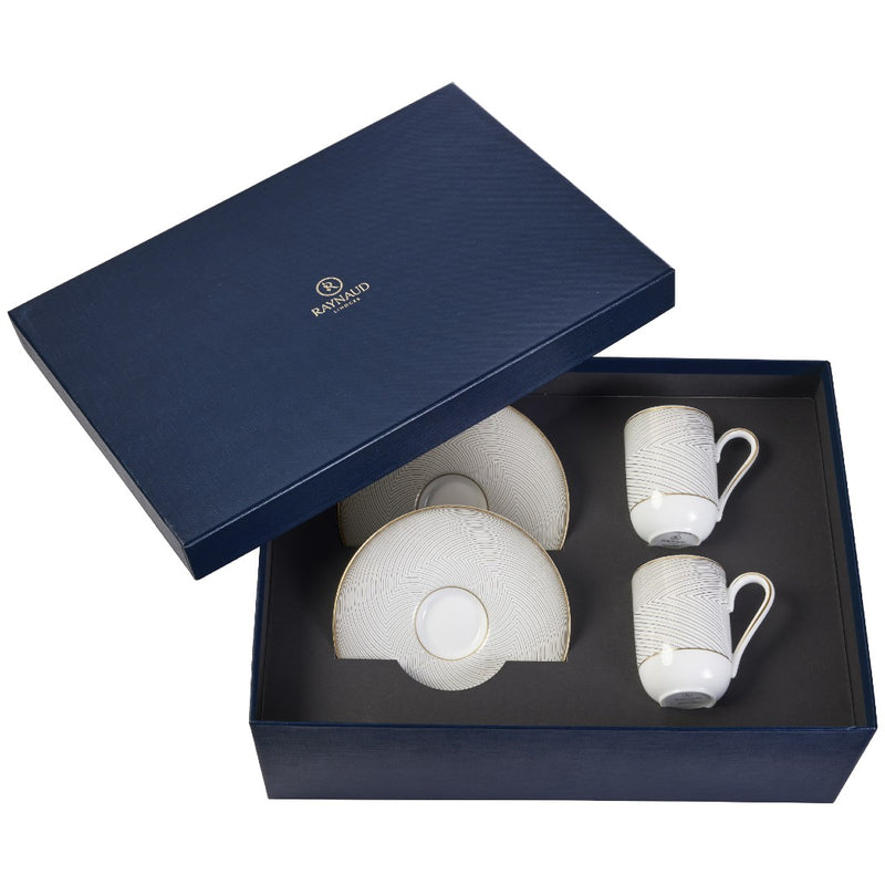 Set of 2 Espresso Cups and Saucers Oskar in a Gift Box