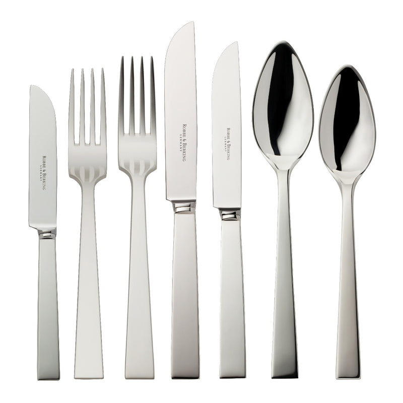 84-piece luxury cutlery set in silver plate from Riva ollection by Robbe and Berking.