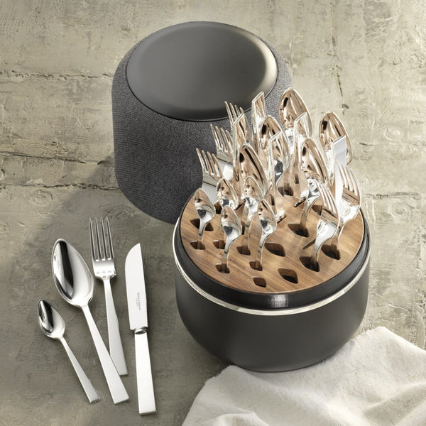 Robbe & Berking grey box with Riva cutlery displayed elegantly.