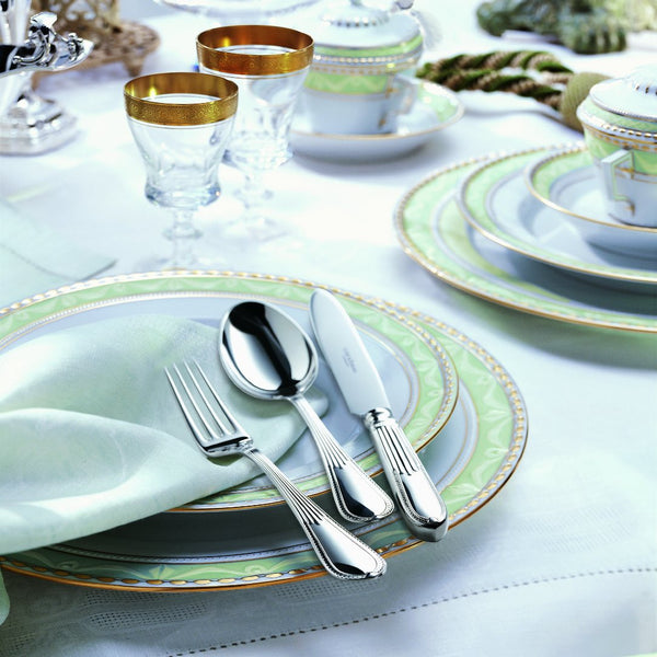 Belvedere silver plated menu knife by Robbe & Berking presented on side of plate.