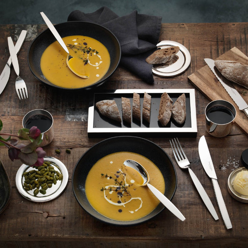 Silver-plated menu knife from the 12 collection on dining table.