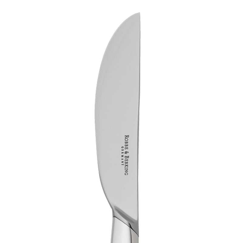 Silver-plated dessert knife from the 12 collection with smooth blade and minimalist handle