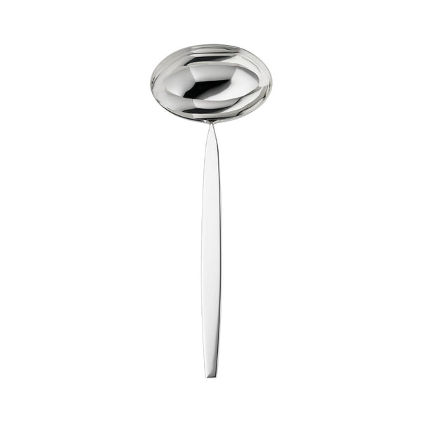 Silver-plated soup ladle from the 12 collection with wide deep bowl and polished finish