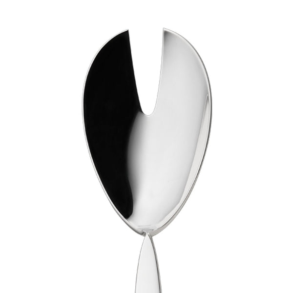 Silver-plated large salad serving fork from the 12 collection close-up.