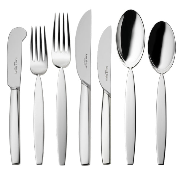 12 inch silver-plated cutlery set 84 pieces with modern linear design by Robbe and Berking