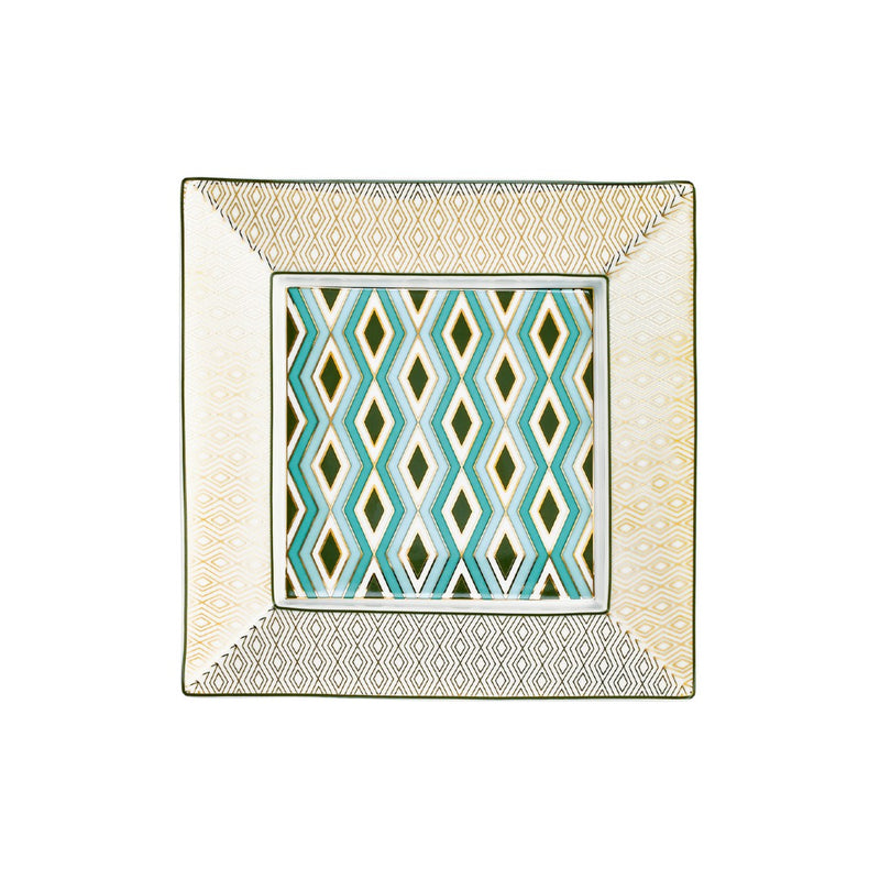 Square Trinket Tray Babylone Vert in a Gift Box 17cm - Mosaic