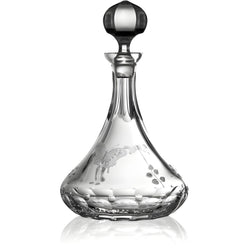 Luxury Ships Decanter in Clear Crystal with Butterfly and Leaf Engraving – Springtime by Varga Crystal