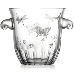 Luxury Champagne Bucket in Clear Crystal with Butterfly and Dragonfly Engraving – Springtime by Varga Crystal