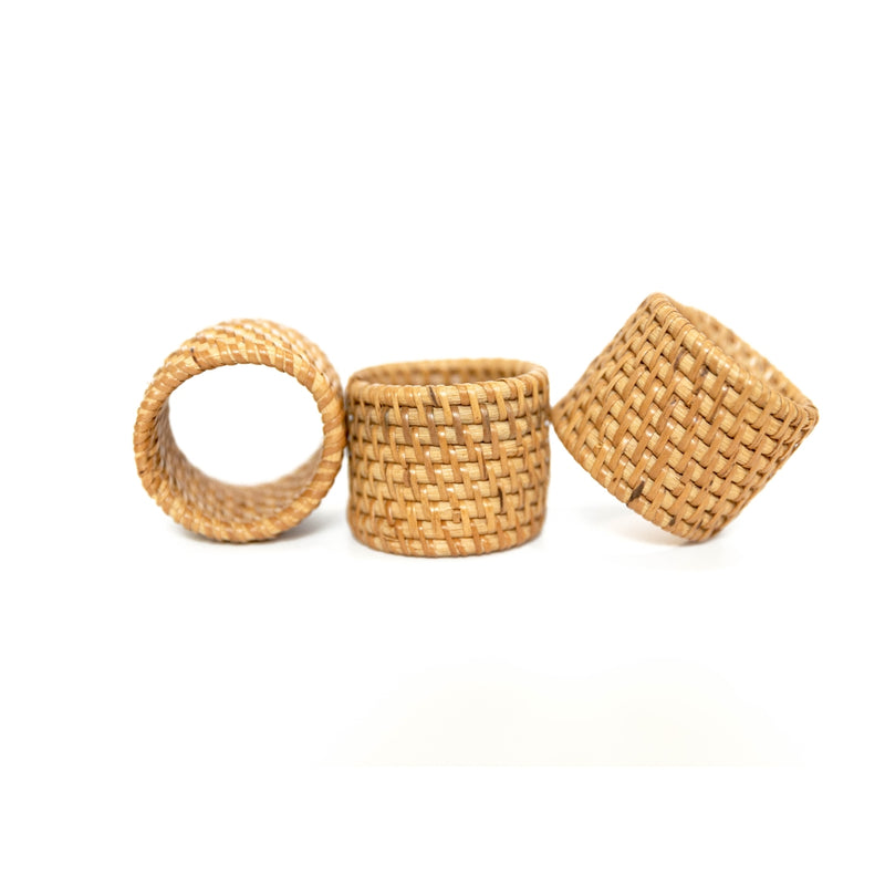 Natural rattan napkin ring in brown, handcrafted in Indonesia, sold by Amiramour