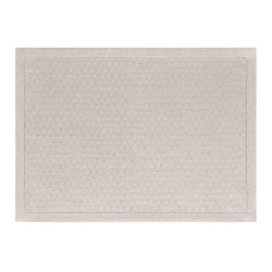 Beige linen placemat with mitred corners by Le Jaquard Francais.