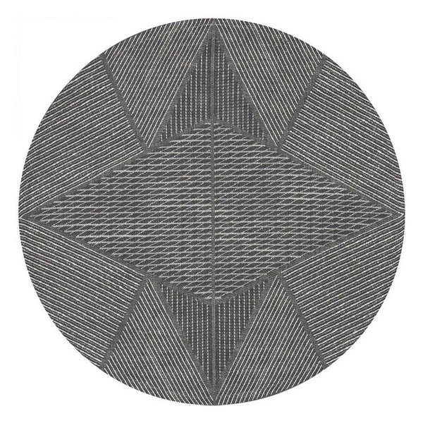 Grey cotton placemat with jacquard geometric weave by Le Jacquard Français.