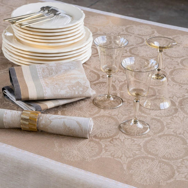 Instant Bucolique napkin styled on a elegant clasic summer table, sold by Amiramour.
