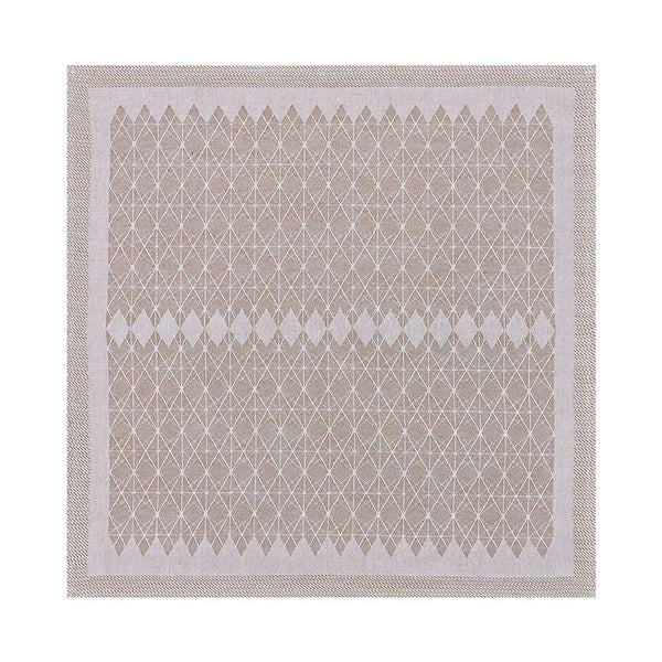 Beige cotton napkin with geometric jacquard weave by Le Jacquard Français, sold at Amiramour.