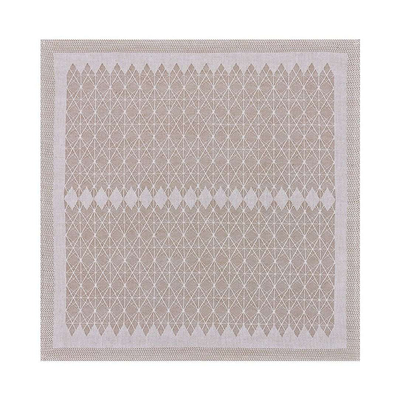Beige cotton napkin with geometric jacquard weave by Le Jacquard Français, sold at Amiramour.