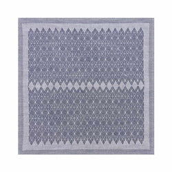 Blue cotton napkin with geometric jacquard weave by Le Jacquard Français, sold at Amiramour.
