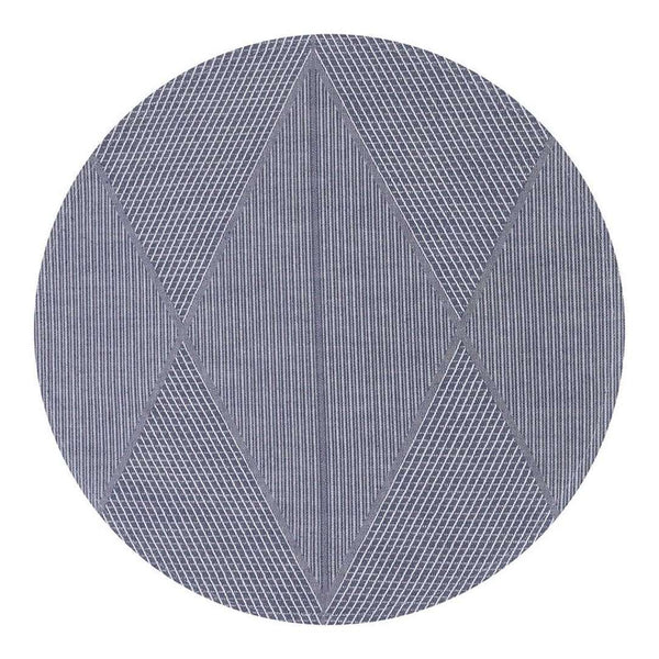 Blue cotton jacquard placemat by Le Jacquard Français with geometric design.