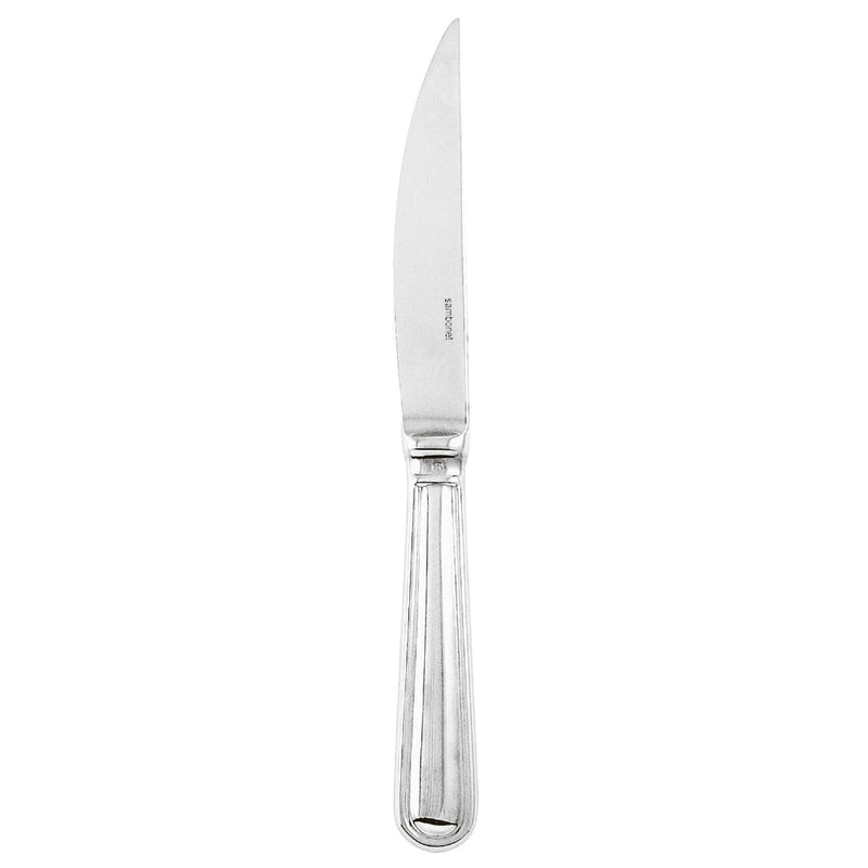 Contour steak knife by Sambonet in stainless steel with polished handle and sharp blade.