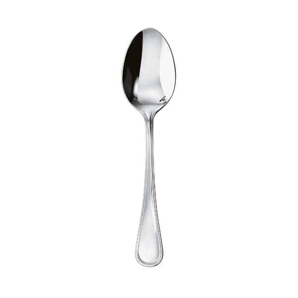 Contour dessert spoon by Sambonet in stainless steel with mirror finish, featuring refined lines and balanced design.