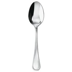 Contour serving spoon by Sambonet in stainless steel with wide rounded bowl and polished handle.
