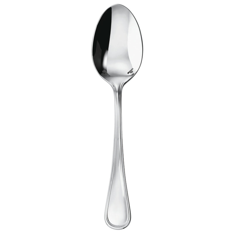 Contour serving spoon by Sambonet in stainless steel with wide rounded bowl and polished handle.