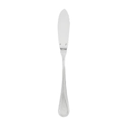 Contour fish knife by Sambonet in stainless steel with polished mirror finish, featuring sleek blade and refined handle.