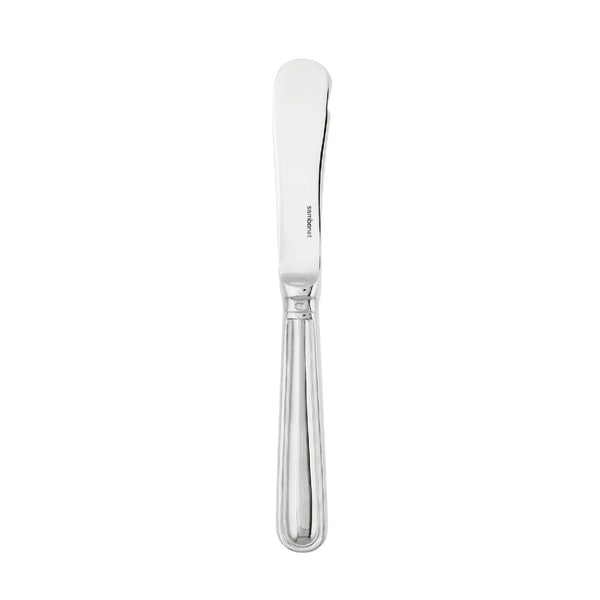 Contour butter knife by Sambonet in stainless steel with polished mirror finish, perfect for butter, spreads, and soft cheeses.
