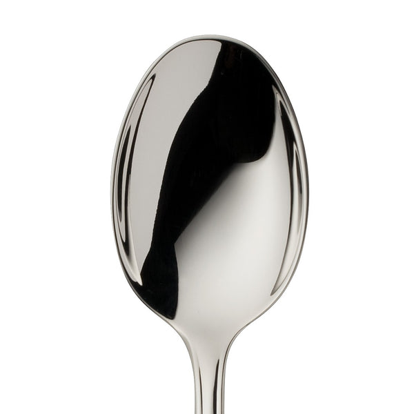 Alt Chippendale silver plated children’s spoon close-up on its bowl.