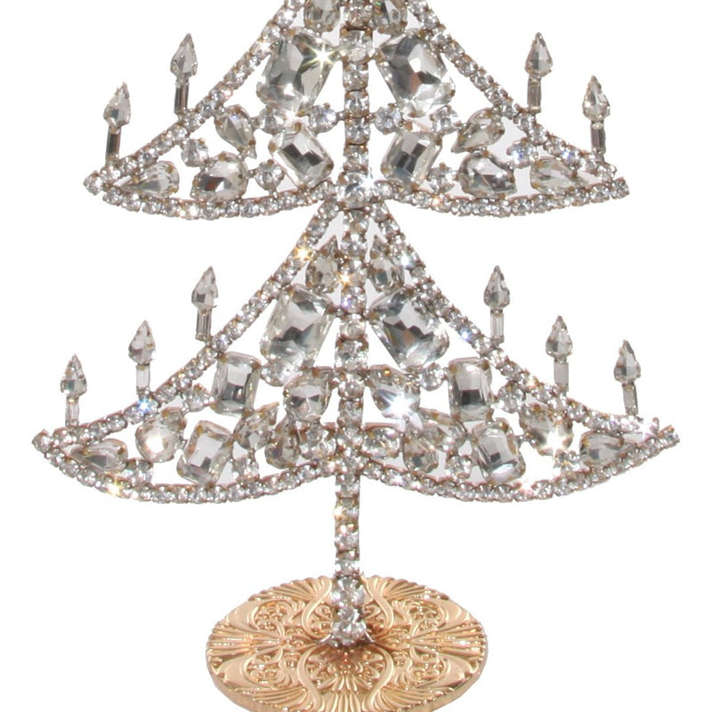 Jewelled Christmas Tree with Candles in Silver 32cm