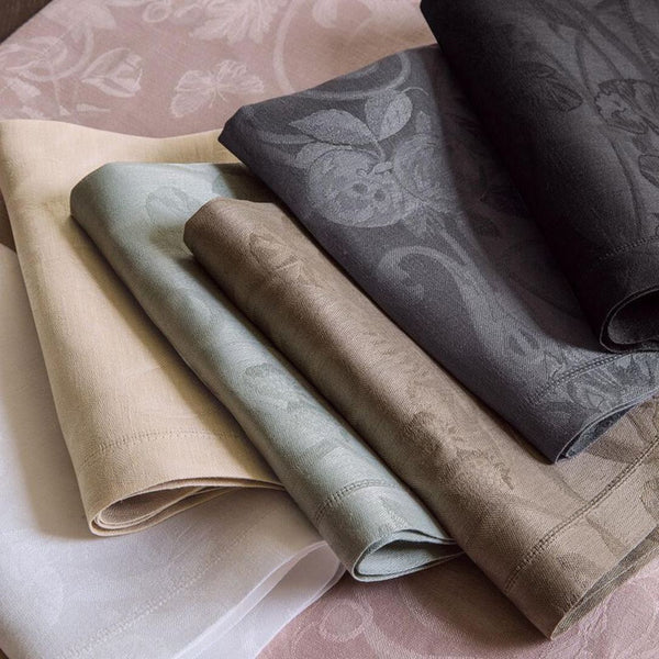 Tivoli Linen Napkin in White by Le Jacquard Français a selection of different colours