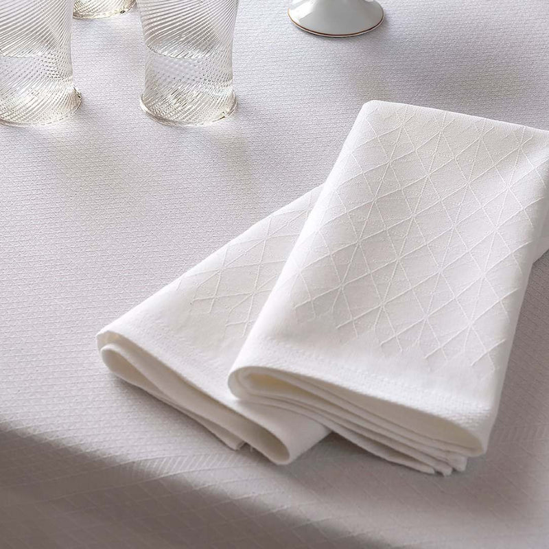 Club Cotton Napkin in White by Le Jacquard Français close-up