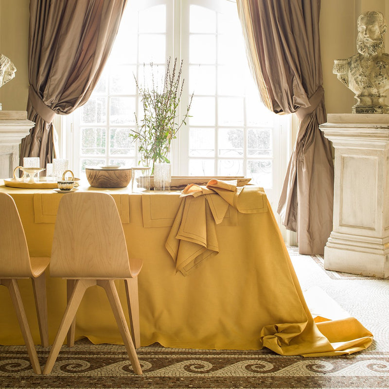 'Florence' Tablecloth in Mimosa / Yellow Linen by Alexandre Turpault