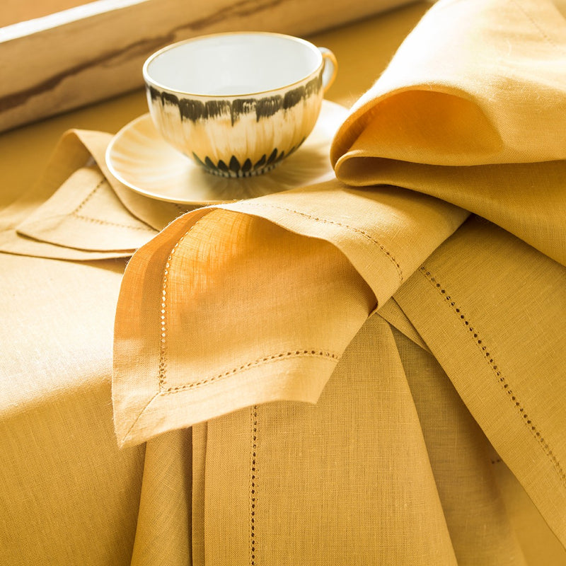 'Florence' Tablecloth in Mimosa / Yellow Linen by Alexandre Turpault