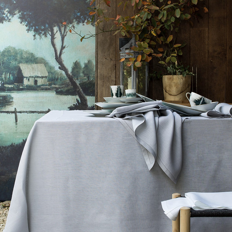 'Florence' Tablecloth in Silver Grey Linen by Alexandre Turpault