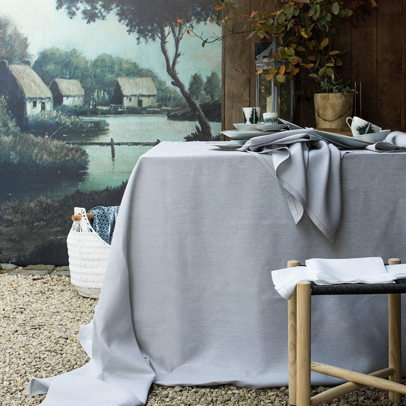 'Florence' Tablecloth in Silver Grey Linen by Alexandre Turpault