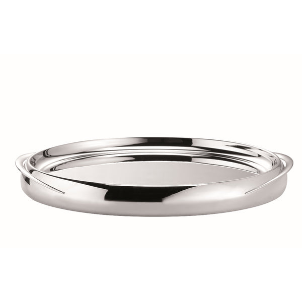 'Goccia' Silver Plated Round Tray With Handles by Greggio